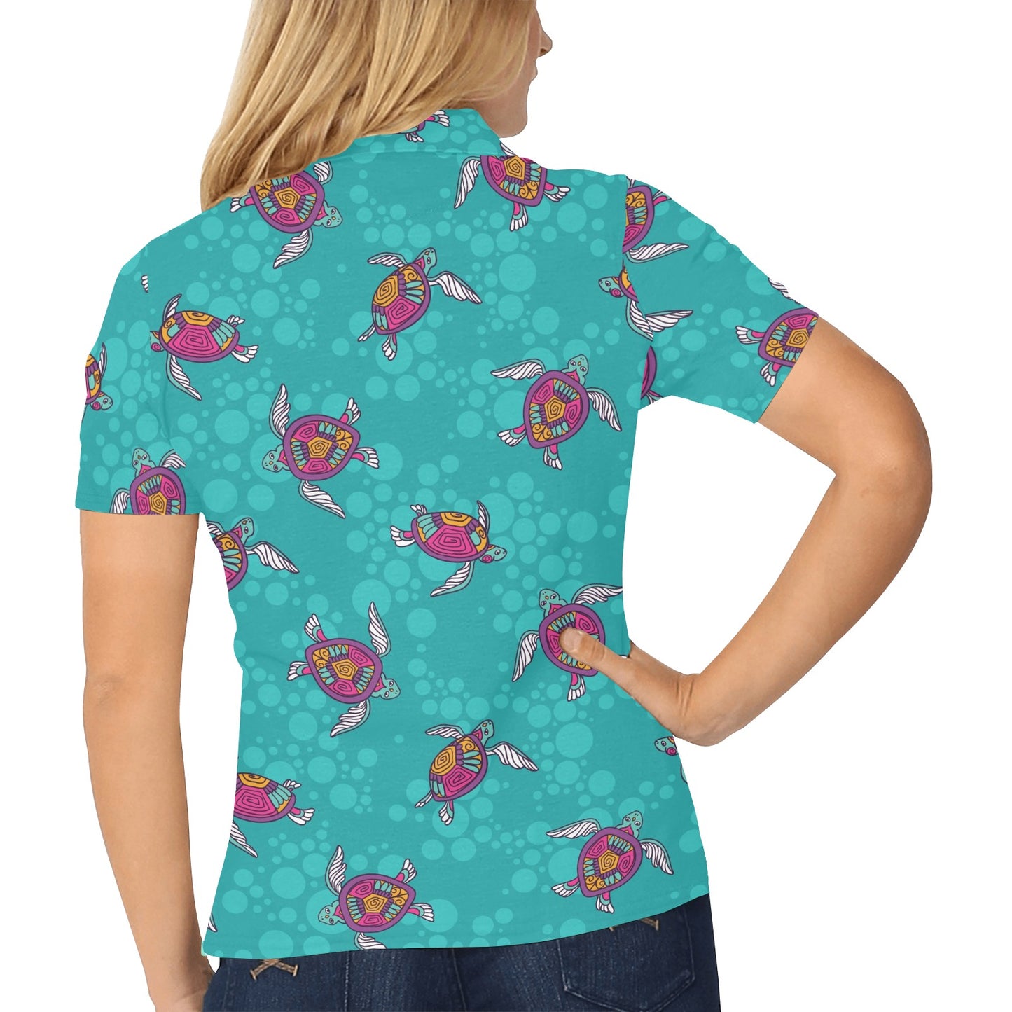 Sea Turtle Pattern Women's Polo Shirt