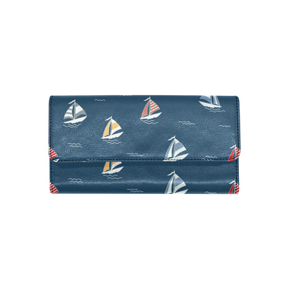 Sailing Ships Pattern Print Design A02 Women's Trifold Wallet