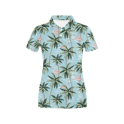 Palm Tree Pattern Print Design PT05 Women's Polo Shirt