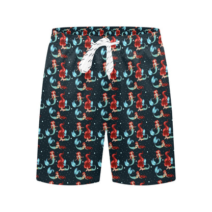 Mermaid Girl Themed Design Print Men's Swim Trunks Beach Shorts