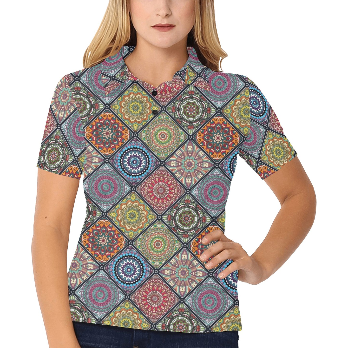 Bohemian Pattern Print Design 05 Women's Polo Shirt
