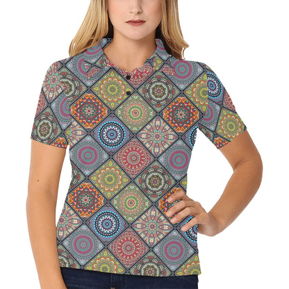 Bohemian Pattern Print Design 05 Women's Polo Shirt