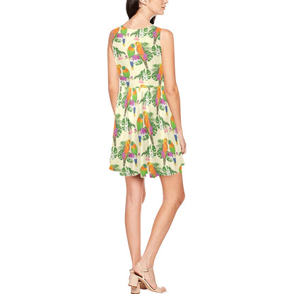 Conures Pattern Print Design 02 Sleeveless Dress