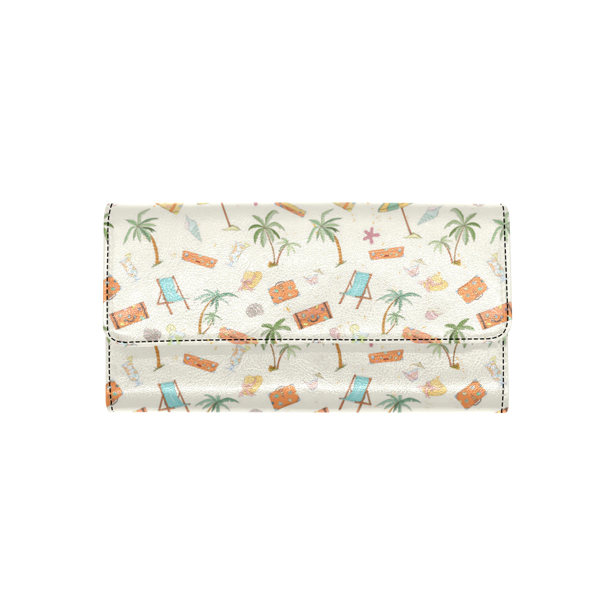 Beach Themed Pattern Print Design 05 Women's Trifold Wallet