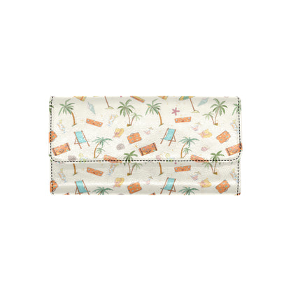 Beach Themed Pattern Print Design 05 Women's Trifold Wallet