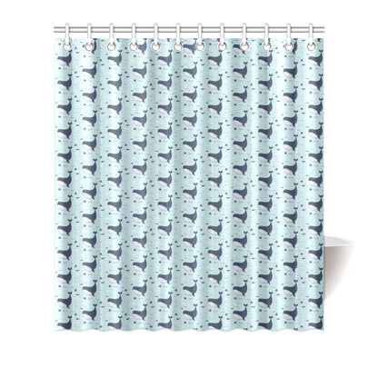 Whale Cute Design Themed Print Shower Curtain