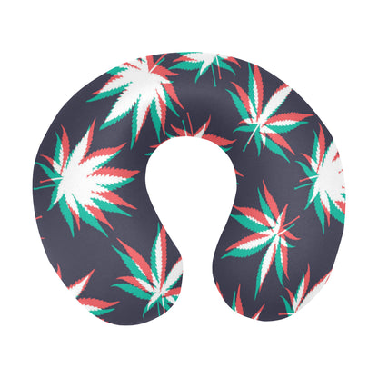 Pot Leaf Pattern Print Design A01 U-Shaped Travel Neck Pillow