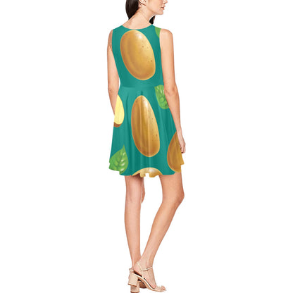 Potato Pattern Print Design A04 Sleeveless Dress