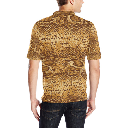 Python Brown Pattern Print Design A03 Men Polo Shirt