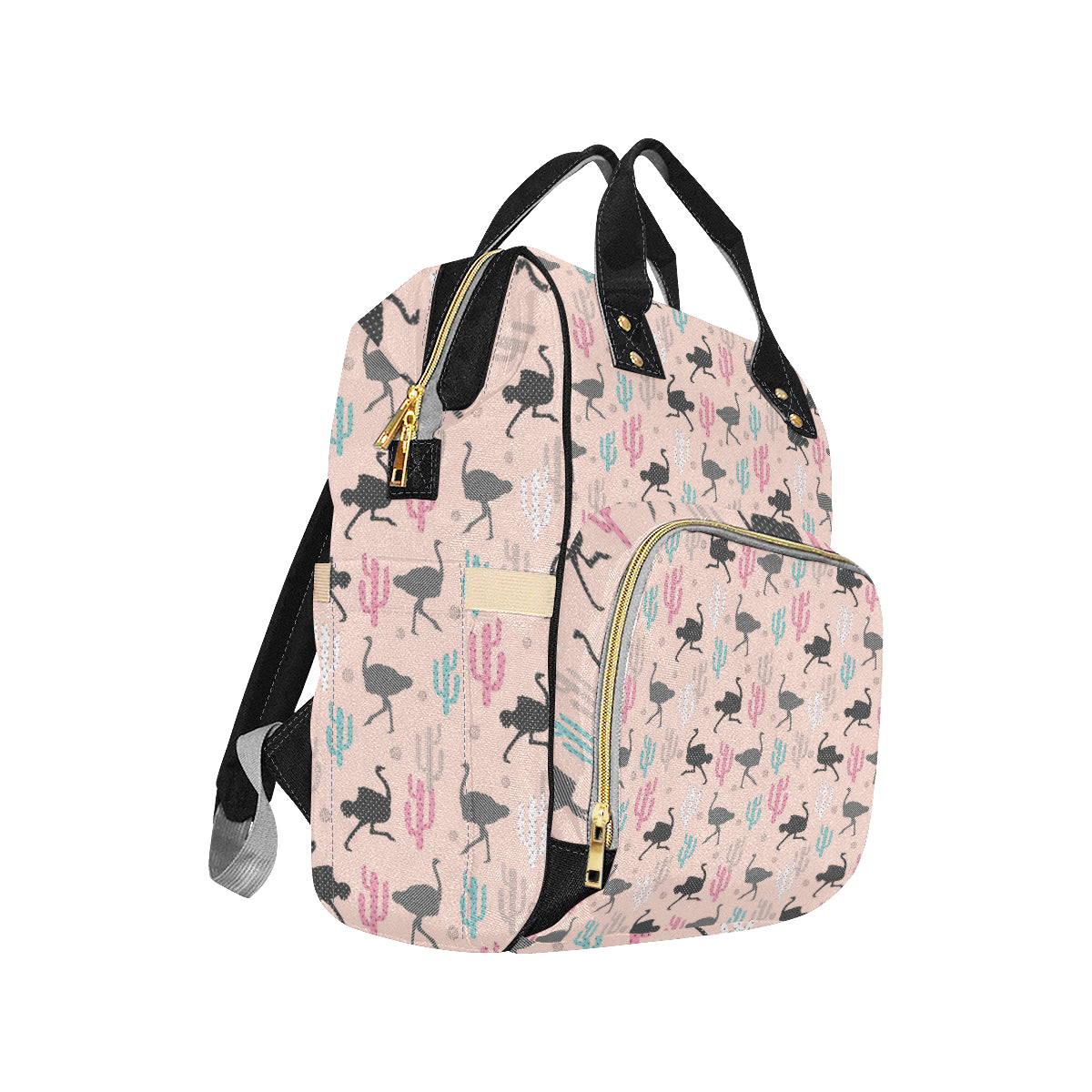 Ostrich Pattern Print Design 03 Diaper Bag Backpack