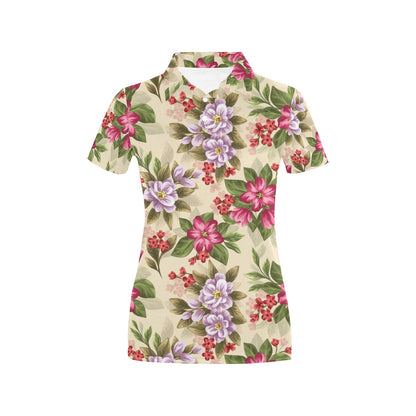 Summer Floral Pattern Print Design SF08 Women's Polo Shirt