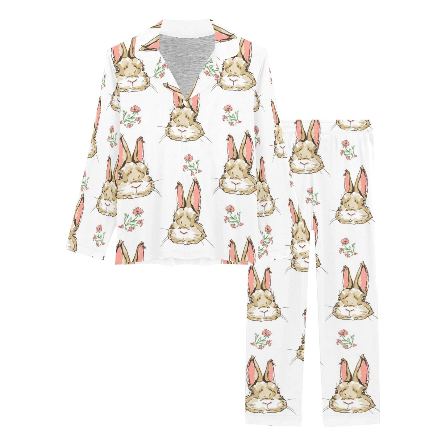 Rabbit Pattern Print Design RB09 Women's Long Pajama Set