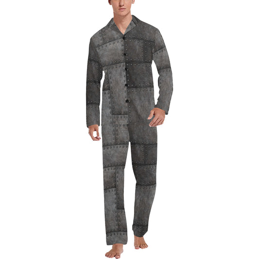 Armor Pattern Print Design 02 Men's Long Pajama Set