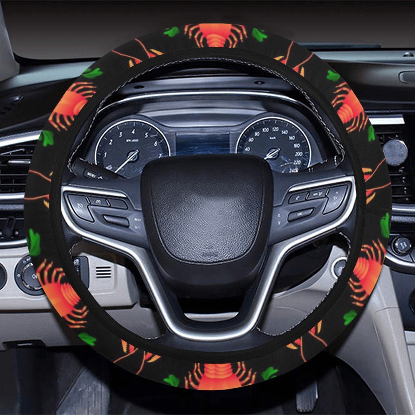 Lobster Print Design LKS403 Steering Wheel Cover with Elastic Edge