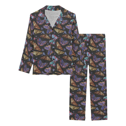 Butterfly Pattern Print Design 013 Women's Long Pajama Set