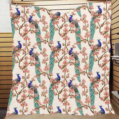 Cherry Blossom Peacock Premium Quilt