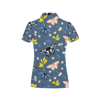 Monarch Butterfly Pattern Print Design 02 Women's Polo Shirt