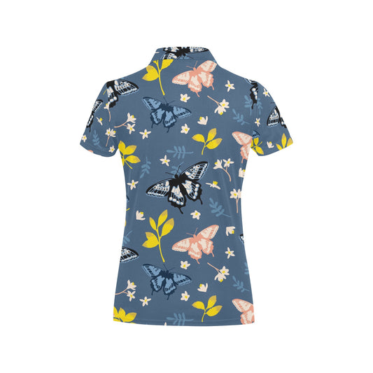 Monarch Butterfly Pattern Print Design 02 Women's Polo Shirt