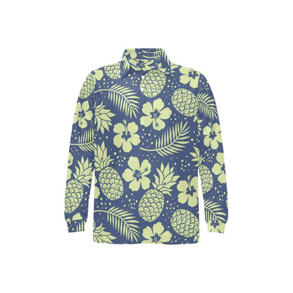 Pineapple Pattern Print Design PP07 Long Sleeve Polo Shirt For Men's