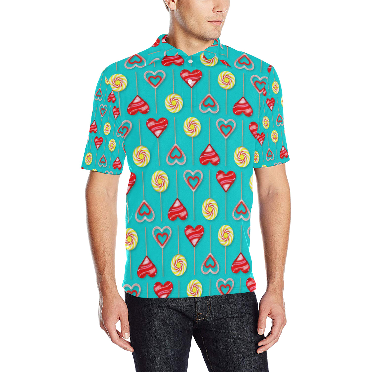 Lollipop Pattern Print Design LL06 Men Polo Shirt