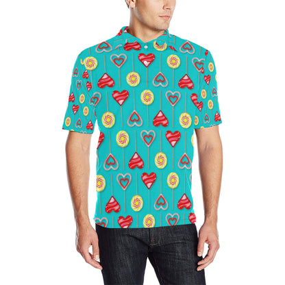 Lollipop Pattern Print Design LL06 Men Polo Shirt