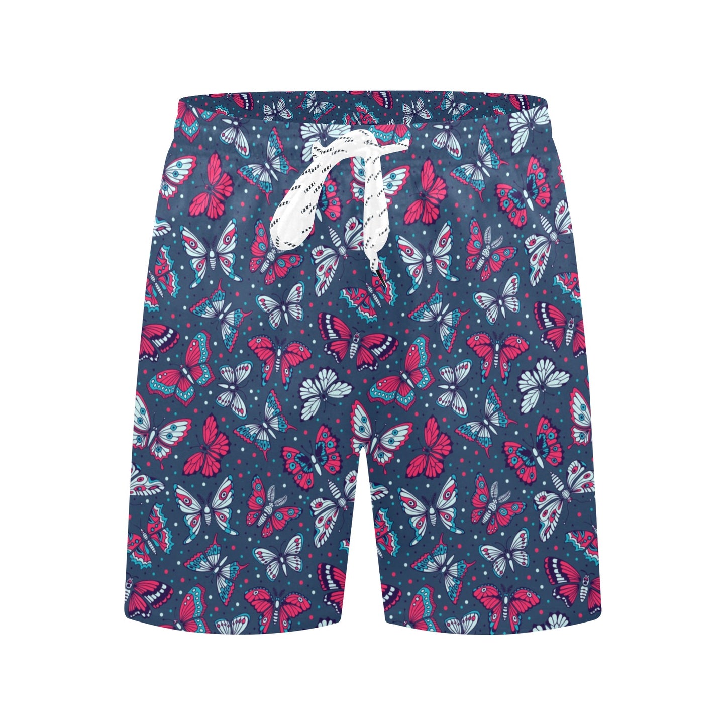 Butterfly Red Deep Blue Print Pattern Men's Swim Trunks Beach Shorts