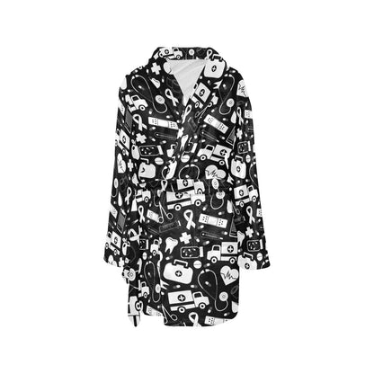 Medical Pattern Print Design 01 Women's Fleece Robe