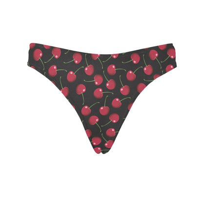 Cherry Black Background Women's Thongs