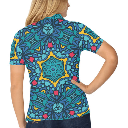 Kaleidoscope Pattern Print Design 04 Women's Polo Shirt