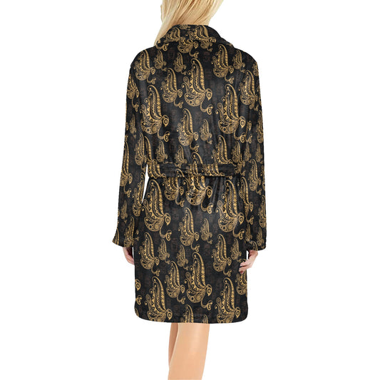Owl Tribal Polynesian Design Print Women's Fleece Robe