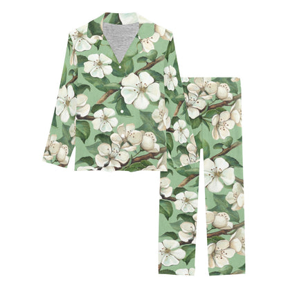 Apple blossom Pattern Print Design AB02 Women's Long Pajama Set