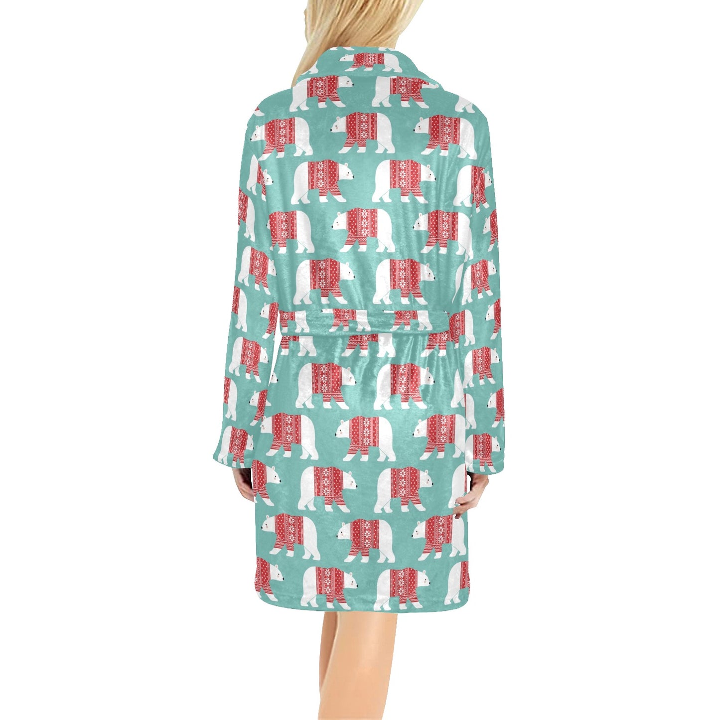 Polar Bear Pattern Print Design A04 Women's Fleece Robe