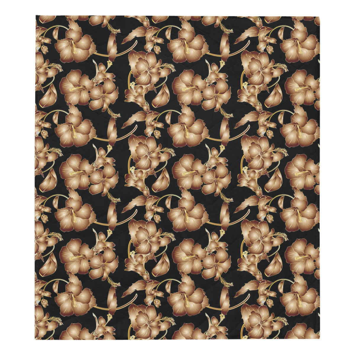 Brown Hibiscus Pattern Print Design HB06 Premium Quilt