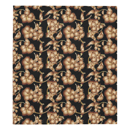 Brown Hibiscus Pattern Print Design HB06 Premium Quilt