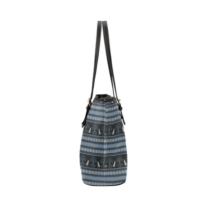 Wolf Tree of Life Knit Design Print Leather Tote Bag
