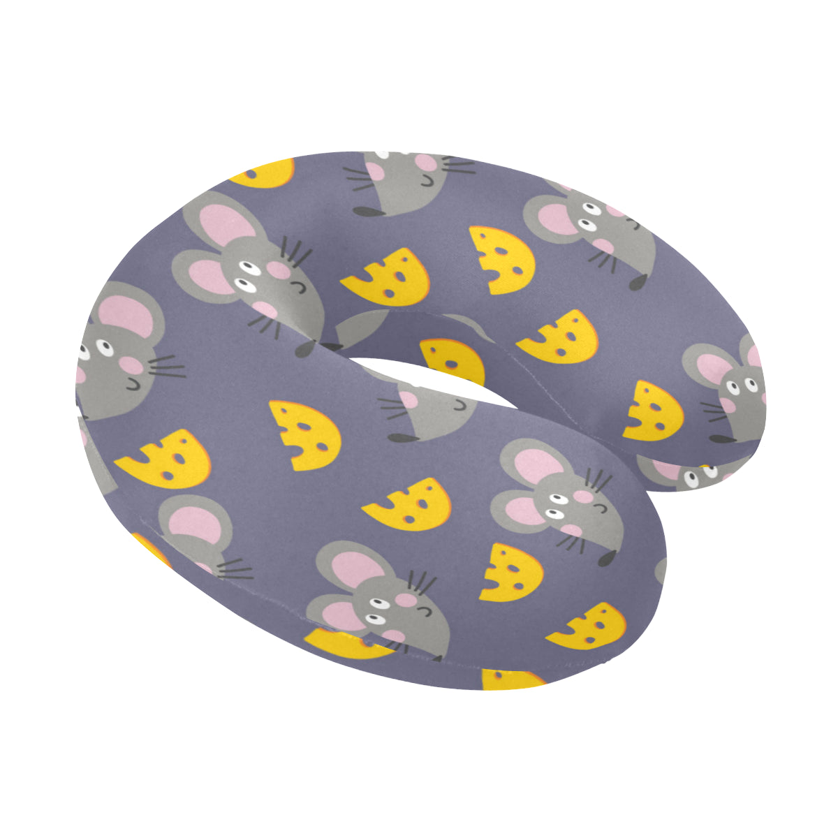 Rat With Cheese Pattern Print Design 01 U-Shaped Travel Neck Pillow