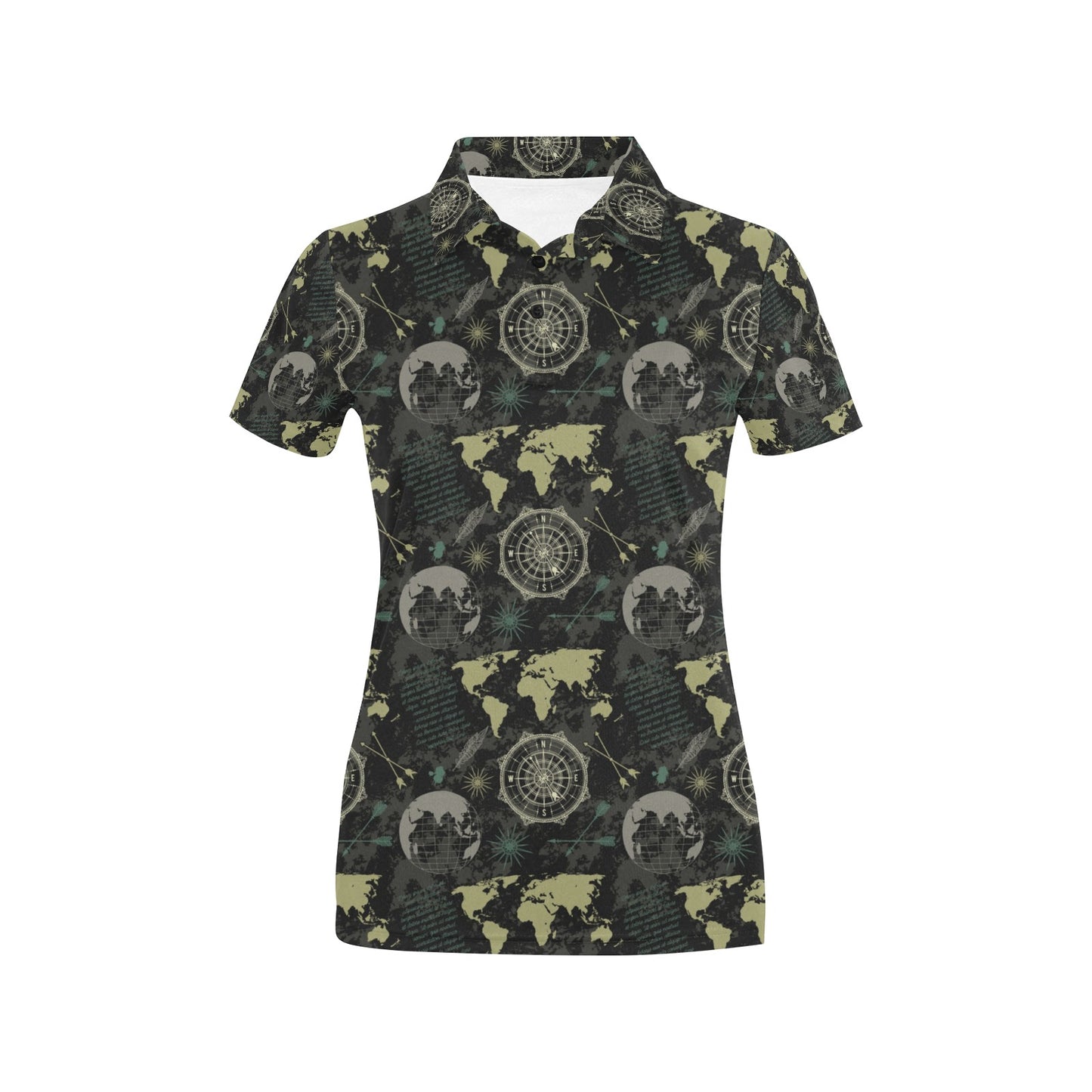 World Map Print Design LKS303 Women's Polo Shirt