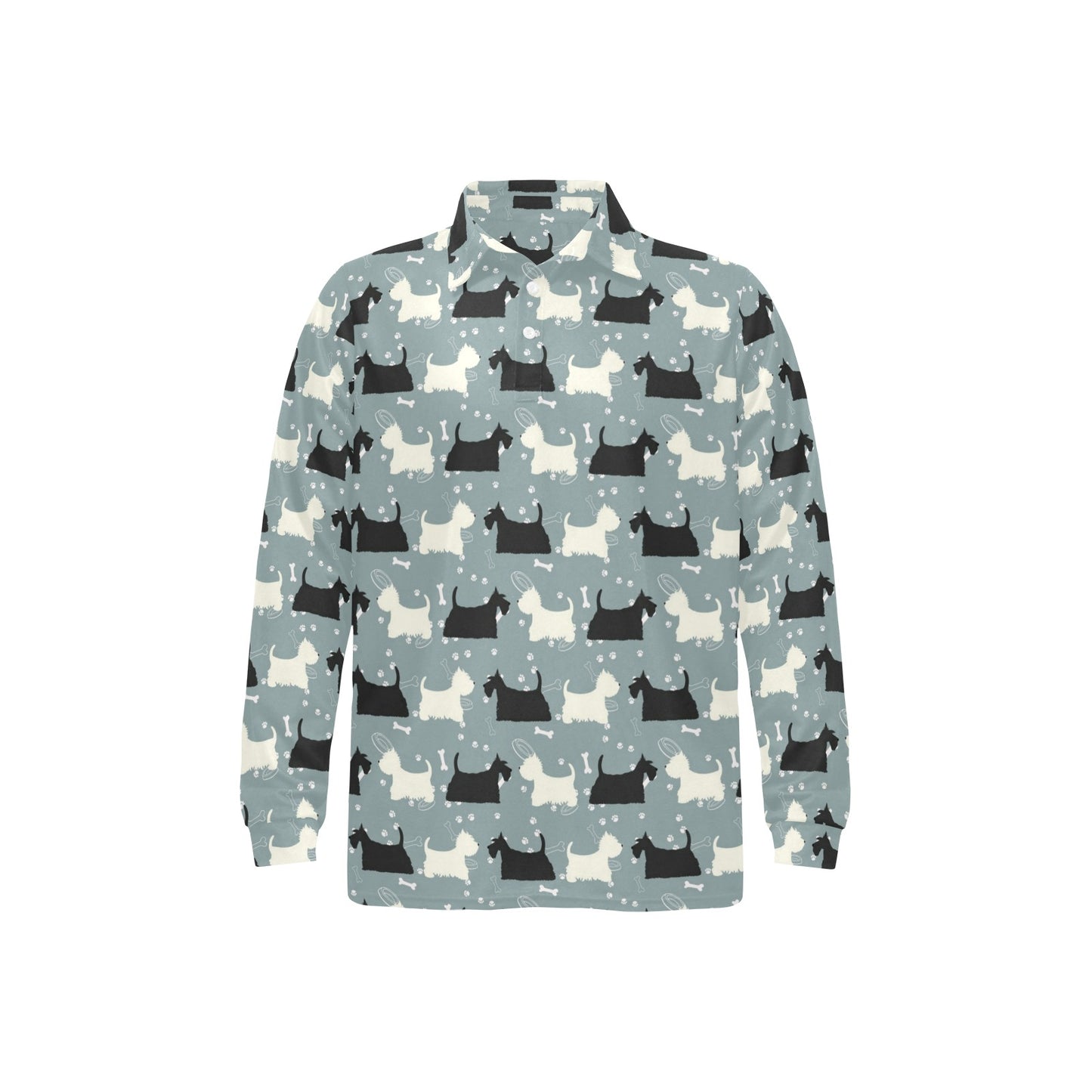 Scottish Terriers Print Design LKS301 Long Sleeve Polo Shirt For Men's