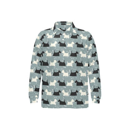 Scottish Terriers Print Design LKS301 Long Sleeve Polo Shirt For Men's