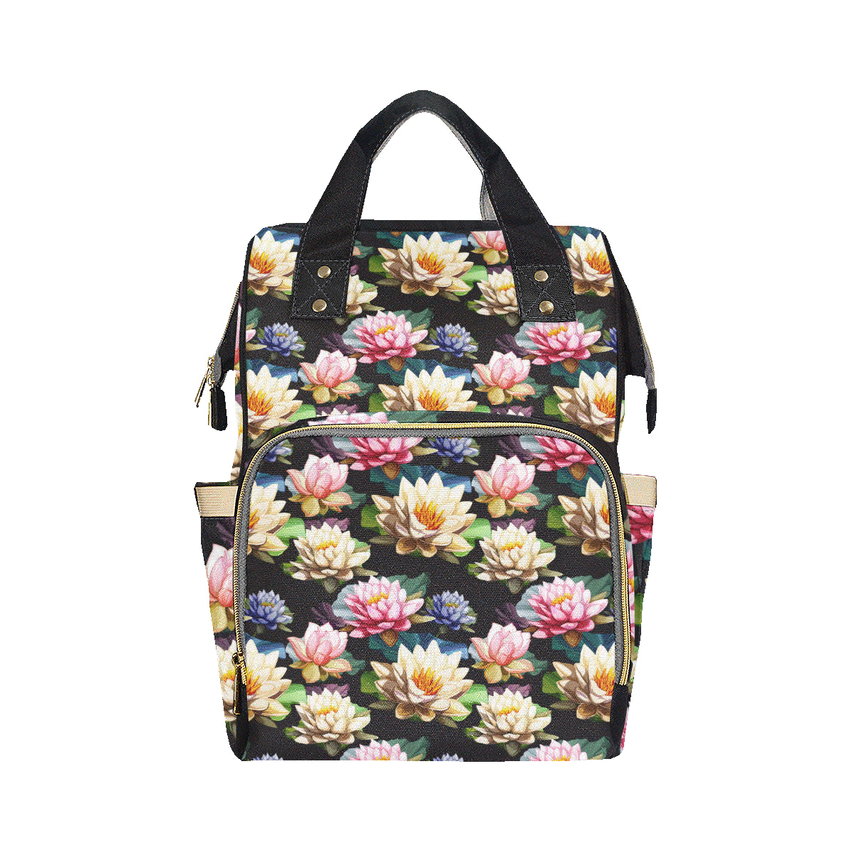 Water Lily Pattern Print Design WL02 Diaper Bag Backpack