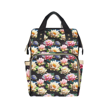 Water Lily Pattern Print Design WL02 Diaper Bag Backpack