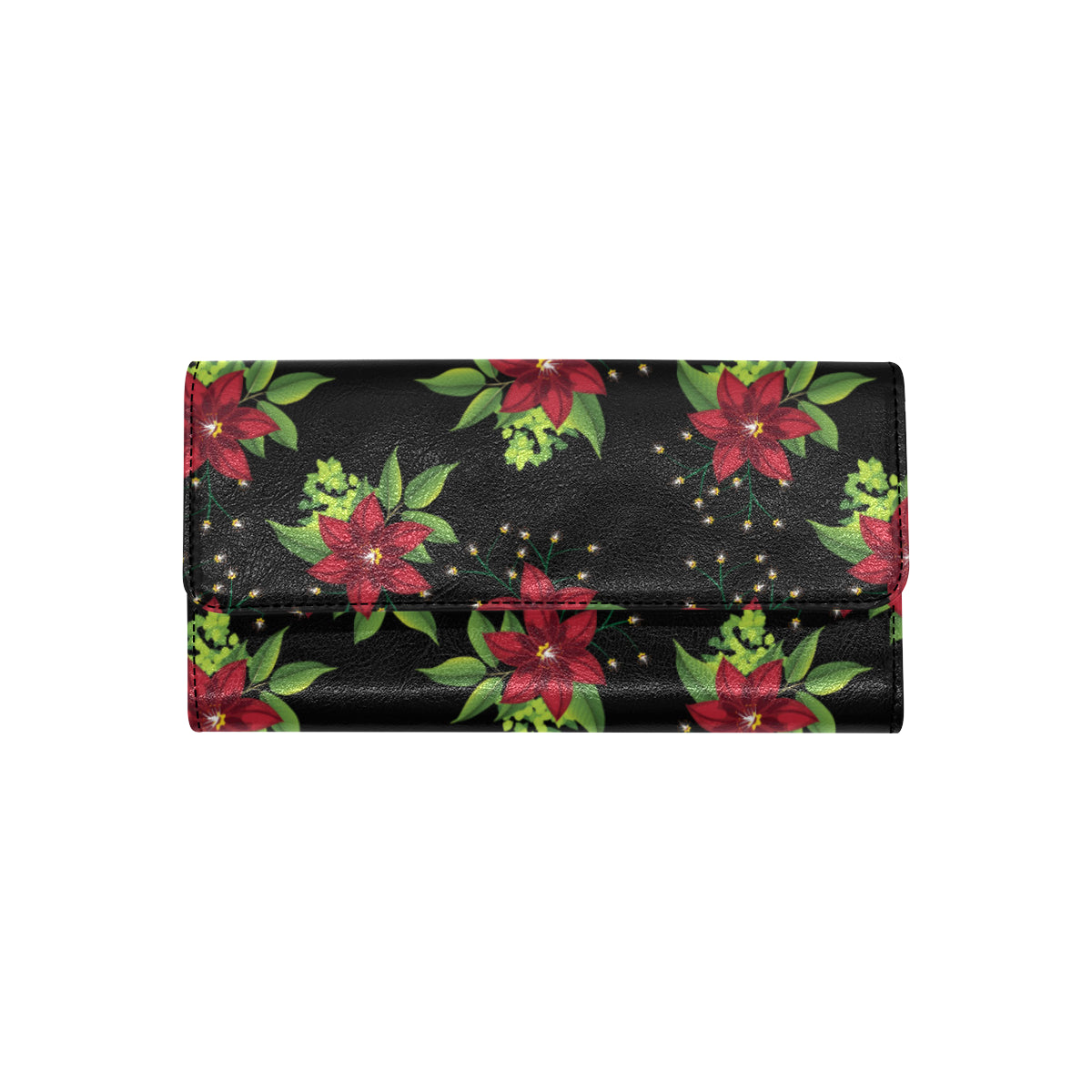 Poinsettia Pattern Print Design A01 Women's Trifold Wallet