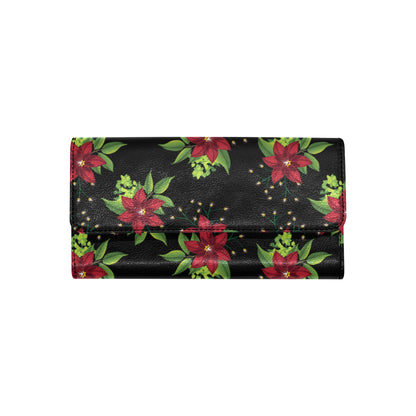 Poinsettia Pattern Print Design A01 Women's Trifold Wallet