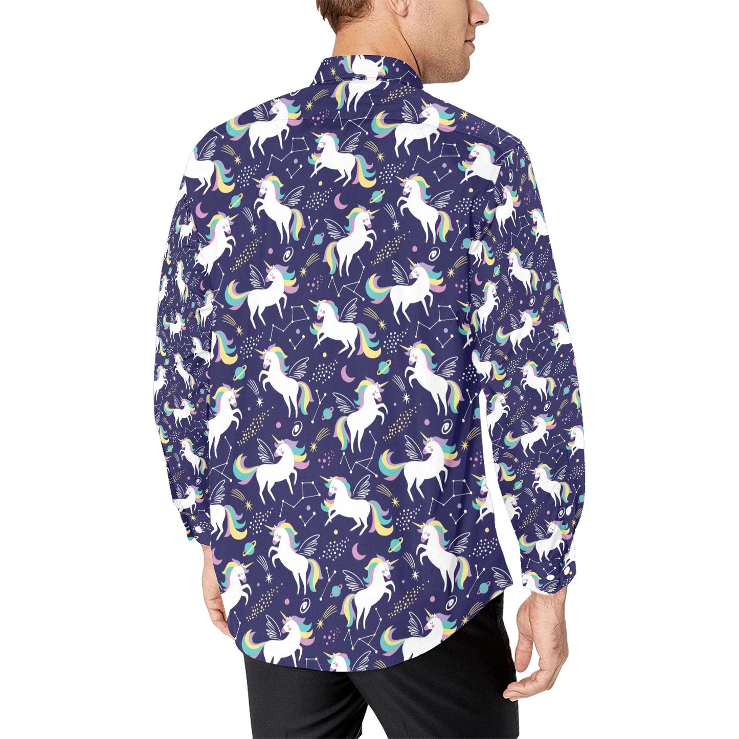 Unicorn Print Design LKS305 Men's Long Sleeve Dress Shirt