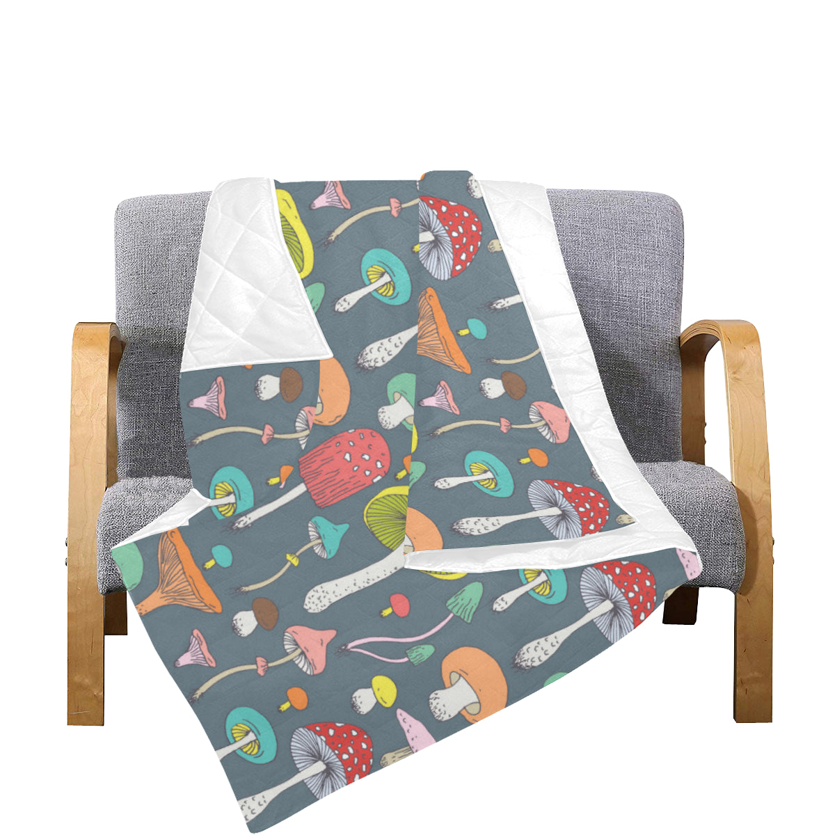 Mushroom Pattern Print Design A03 Premium Quilt