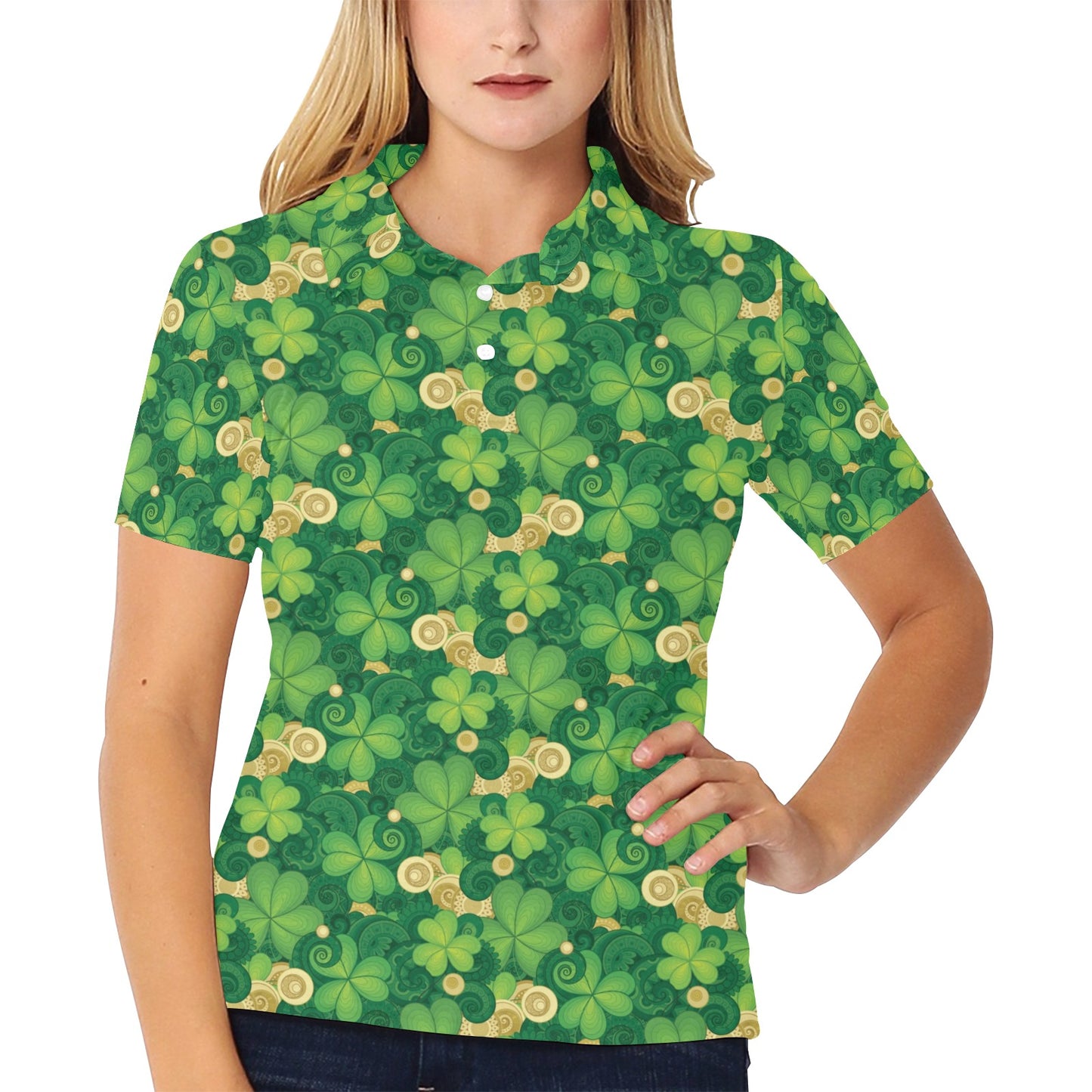 Shamrock Print Design LKS301 Women's Polo Shirt