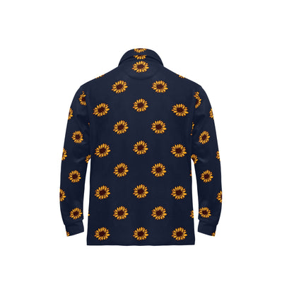 Sunflower Print Design LKS304 Long Sleeve Polo Shirt For Men's