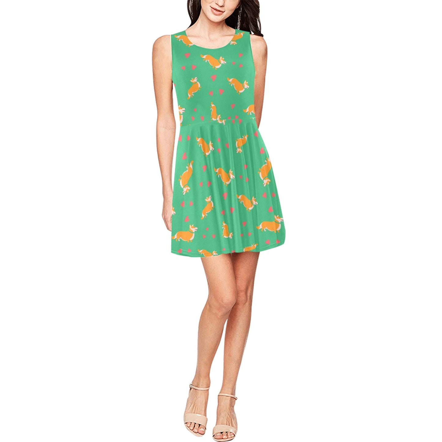 Cardigan Welsh Corgis Pattern Print Design 03 Sleeveless Dress