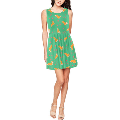 Cardigan Welsh Corgis Pattern Print Design 03 Sleeveless Dress