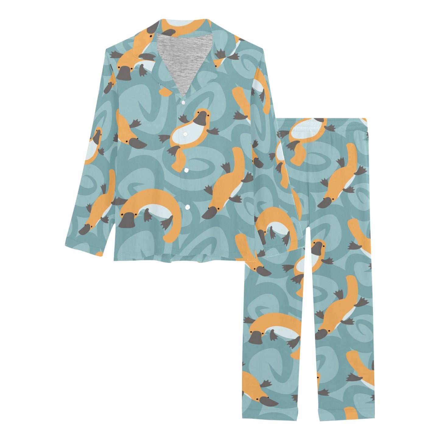 Platypus Pattern Print Design A01 Women's Long Pajama Set